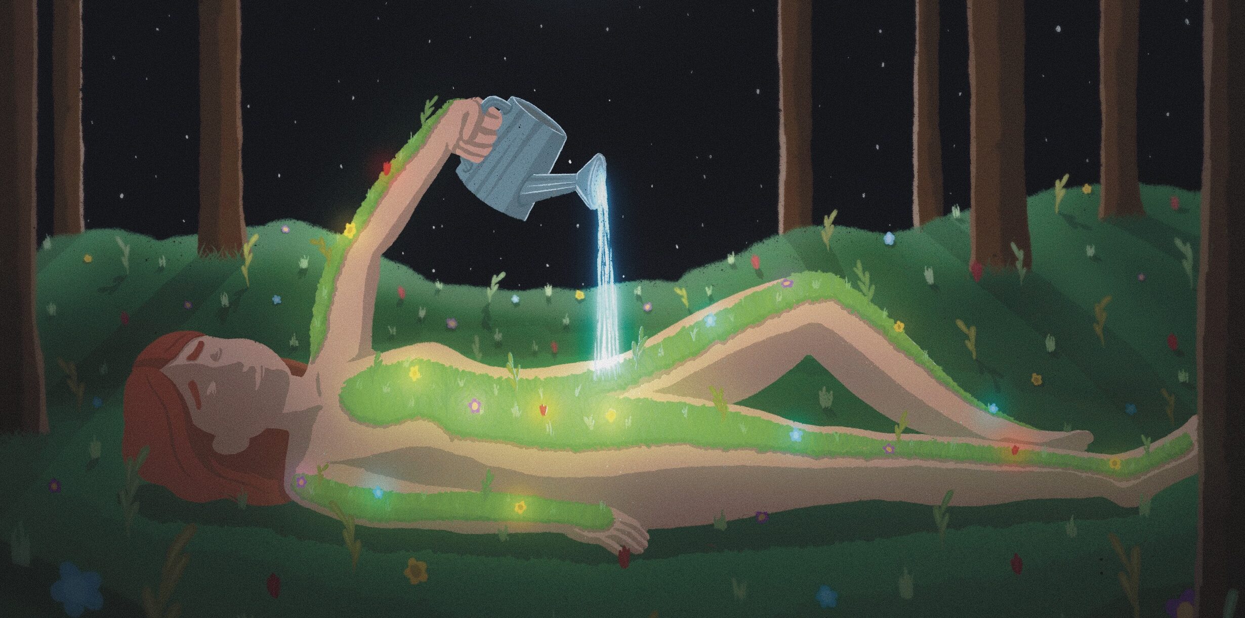 A-Girl-Lying-In-The-Grass-Depicting-Depression